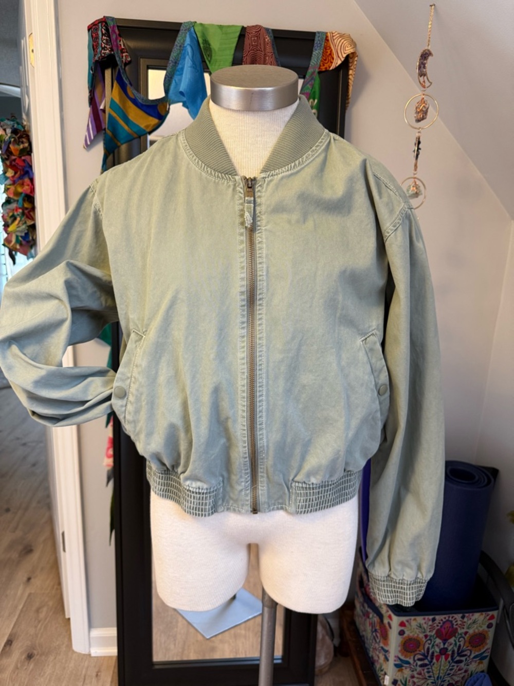 Pilcro Anthropology Sage Green Jacket with Ribbed Trim